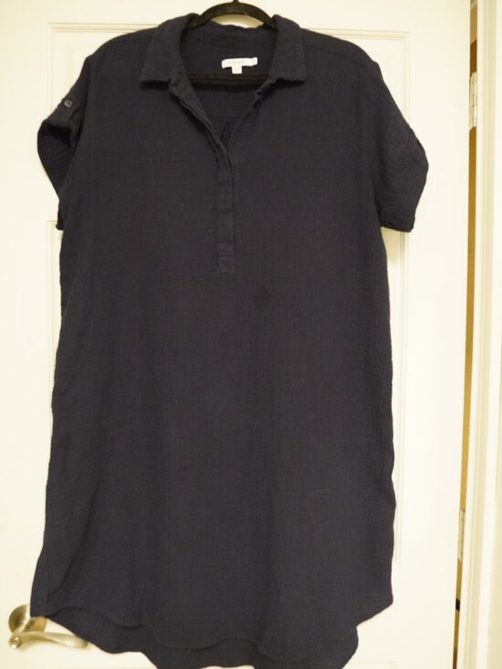 Chico's Dresses & Skirts - Chico’s Navy Cotton Gauze Classic Shirt Dress Tunic Size 3.5 / US 18